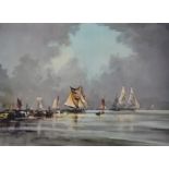 ***Roland Hilder (1905-1993) - Limited Edition coloured etching - "Calm Water/Still Sails", 89 of