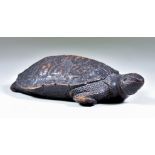 A Near Eastern Carved Wood Tortoise, 9ins (23cm) overall, carved mark to base