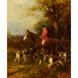 Heywood Hardy (1842-1933) - Oil painting - Huntsman and hounds, signed, canvas 12.25ins x 10.