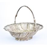An Edward VII Silver Oval Basket by William Comyns & Sons Ltd, London, 1909, the shaped and