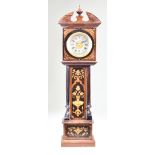 An Early 20th Century Rosewood and Marquetry Miniature Long Case Timepiece the 2.25ins diameter