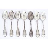 Seven Georgian Silver Fiddle Pattern Tablespoons, four by William Chawner, London, 1829, two by