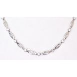 A Cubic Zirconia Necklace, Modern, 9ct gold, rope effect white gold chain interspaced with cubic