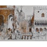 *** John Stanton Ward (1917-2007) - Coloured lithograph - "San Marco Piazza, Venice", signed and