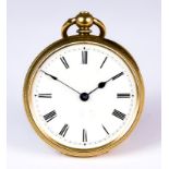 A Lady's 9ct Gold Pocket Watch by Waltham, 46mm diameter case, decorated with foliate work and