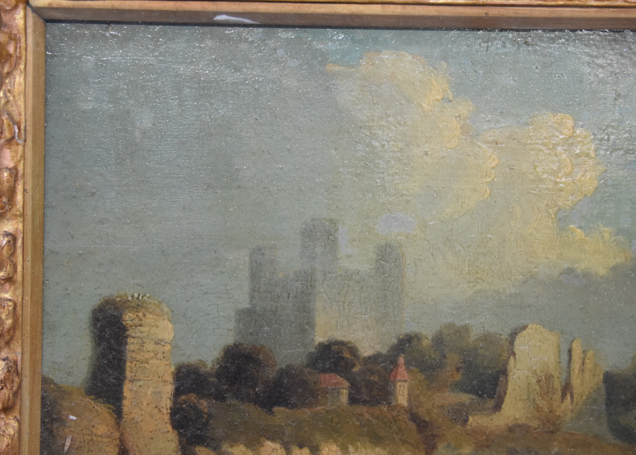 19th Century British School - Oil painting - "Rochester Castle", unsigned, mahogany panel 9ins x - Image 2 of 9