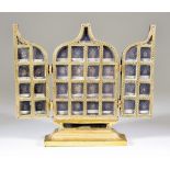 An Italian Painted Wood, Gilt Brass and Silver and Gilt Wire Table Triptych Altar, 18th/19th