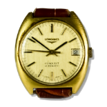 A 20th Century Gentleman's Automatic Wristwatch, by Longines, model Conquest, gilt metal case,