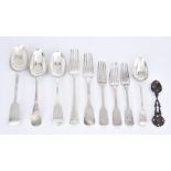 A Selection of Georgian and Victorian Silver Spoons and Forks, various makers and dates, mostly