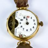 An 18ct Gold Wristwatch, 20th Century, by Hebdomas, eight day movement, 32mm diameter case, white