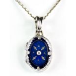 A Diamond and Enamel Locket, Modern, 18ct white gold, by Faberge, decorated with enamel and set with