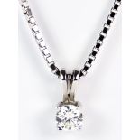 A Solitaire Diamond Pendant, Modern, 9ct white gold, with 9ct white gold chain, suspended