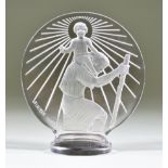 St Christopher No. 1142 - A Lalique Clear and Frosted Glass Car Mascot, designed by Rene Lalique,