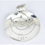 An American Sterling Silver Swirl Pattern Butter Dish by Tiffany & Co., on three ball feet and