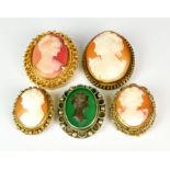 A Quantity of Silver, Gilt Metal and Costume Cameo Brooches and Pins, Modern, comprising -