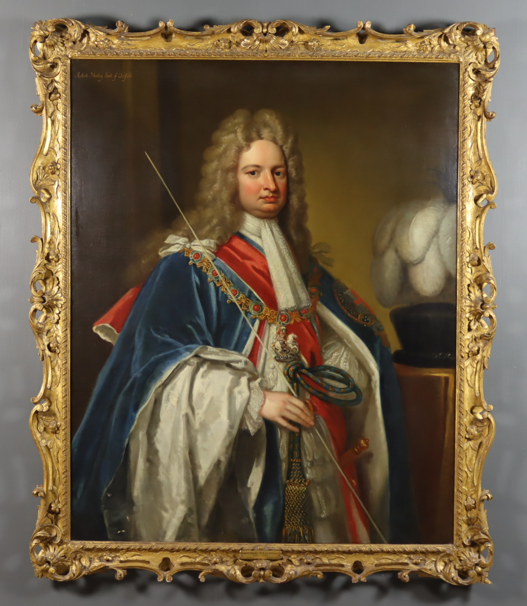 After Godfrey Kneller (1646-1723) - Oil painting - Three-quarter length portrait of Robert Harley,
