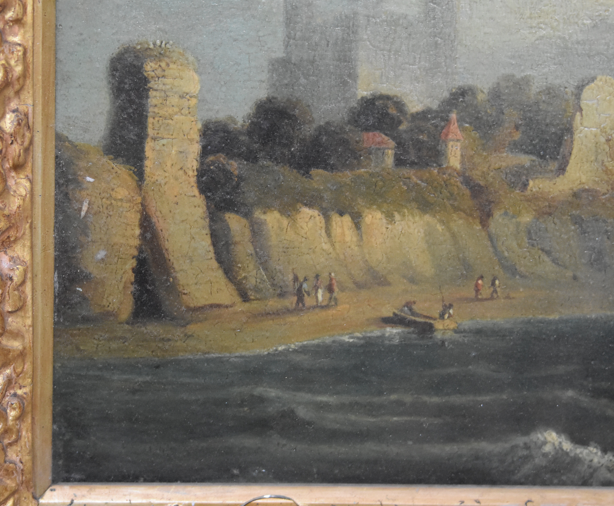19th Century British School - Oil painting - "Rochester Castle", unsigned, mahogany panel 9ins x - Image 3 of 9