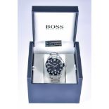 A Gentleman's Quartz Movement Sports Wristwatch by Hugo Boss, 45mm diameter case, black dial with