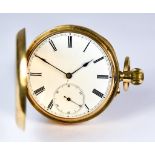 A Continental 14ct Gold Full Hunting Cased Keyless Pocket Watch, Continental, 55mm diameter case,