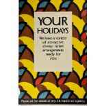 A. E. Halliwell (1905-1987) - Lithograph in colours - Poster - "Your Holidays", with artist's stamp,