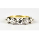 A Five Stone Diamond Ring, 20th Century, 18ct gold, set with five brilliant cut round diamonds,