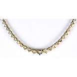 A Graduated Diamond Line Necklace, Modern, 14ct gold set with brilliant cut white diamonds,