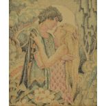 A. E. Halliwell (1905-1987) - Watercolour - Two lovers in an idealised landscape in pointillist