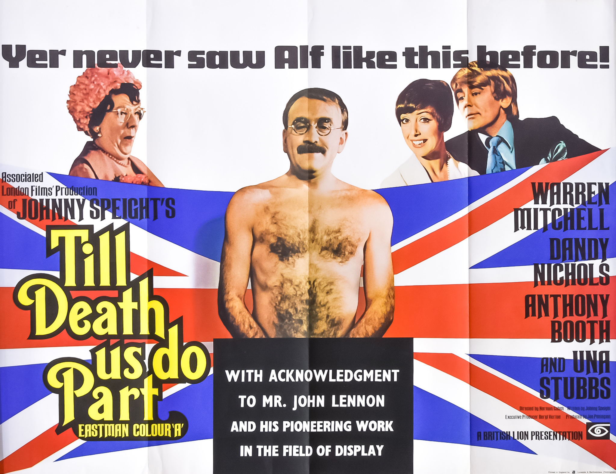An Associated London Films Production Film Poster, 1972, "Till Death Us Do Part", printed by