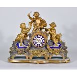 A 19th Century French Gilt Metal and Porcelain Mantel Clock by Japy Freres and Co, No.6050, the 3.