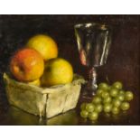 T. H. Walker (20th Century British School) - Oil painting - Still life with grapes and other fruit