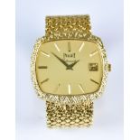 A Gentleman's 18ct Gold Automatic Dress Watch, by Piaget, 33mm x 31mm dial, champagne gold dial with