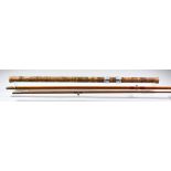 A Chapman 10ft Two Piece Split Cane Rod, A Black Seal Three Piece Split Cane Float Rod, 11ft, both