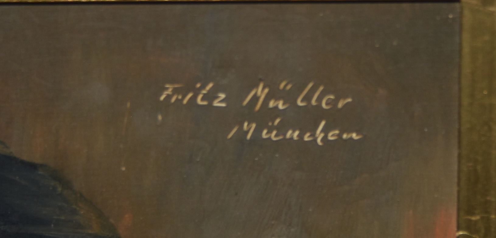***Fritz Müller (1913-1972) - Oil painting - Half length portrait of elderly gentleman reading a - Image 3 of 4
