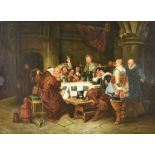 H. Faulkner (19th Century)- Oil painting - 17th Century interior scene with monk and cavaliers