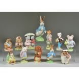 Twelve Beswick Beatrix Potter Figures, including - "Goody and Timmy Tiptoes", 3.75ins, "Squirrel