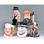 A Collection of Character Jugs, including - Royal Doulton "W.G. Grace" (D7032), 7.25ins high,