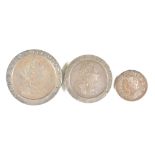 A George III Cartwheel Two Pence, 1797, fair, a George III Cartwheel penny 1797, fair and a George
