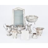 Two Georgian Silver Embossed Helmet Pattern Cream Jugs and Mixed Silver Ware, one cream jug by