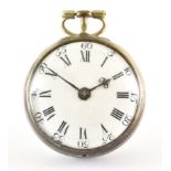 A Silver Cased Verge Pocket Watch, by Butt of London, No 9476, white enamel dial with black Roman