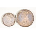 One Victoria Florin, 1849, and one double florin, 1887