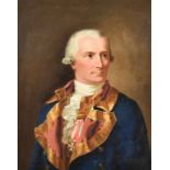 18th Century Continental School - Oil painting - Half length portrait of a Gentleman wearing gold