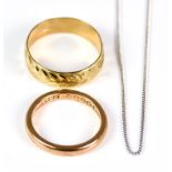 A Mixed Lot of Gold Items, Modern, comprising - 18ct white gold fine chain, 440mm in length, gross