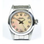A Lady's Automatic Wristwatch, by Rolex, Model Oyster Perpetual, Serial No. R562806, stainless steel