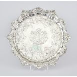 A George II Silver Circular Waiter by John Robinson, London 1747, the shaped and moulded rim with