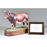 A Royal Worcester Model of Dairy Shorthorn Bull, modelled by Doris Lindner, No. 314, circa 1965,