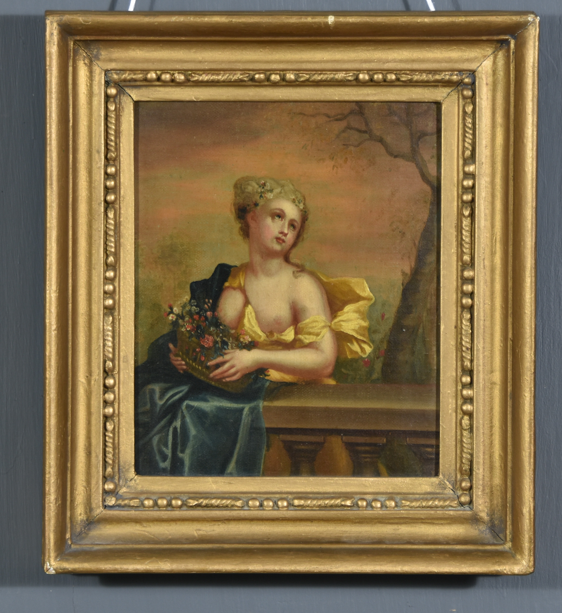 19th Century Continental School - Oil painting - Half length portrait of a classical female - Image 2 of 3