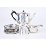A Georgian Bachelor's Silver Oval Teapot and Mixed Silver Ware, the teapot hallmarks rubbed, with