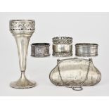 A George V Lady's Silver Purse and Mixed Silver Ware, the purse by Miller Bros., Birmingham, 1913,
