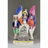 A Staffordshire Titled Group Flat Back Pottery Figure - "The Victory", circa 1856, 13.5ins high