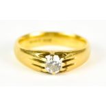 A Gentleman's Solitaire Diamond Ring, Modern, 18ct gold, set with a solitaire brilliant cut diamond,